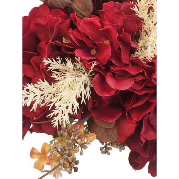 Artificial Fall Floral Bouquet Burgundy Hydrangeas & Orange Sunflowers | Rustic - Picture 14 of 15